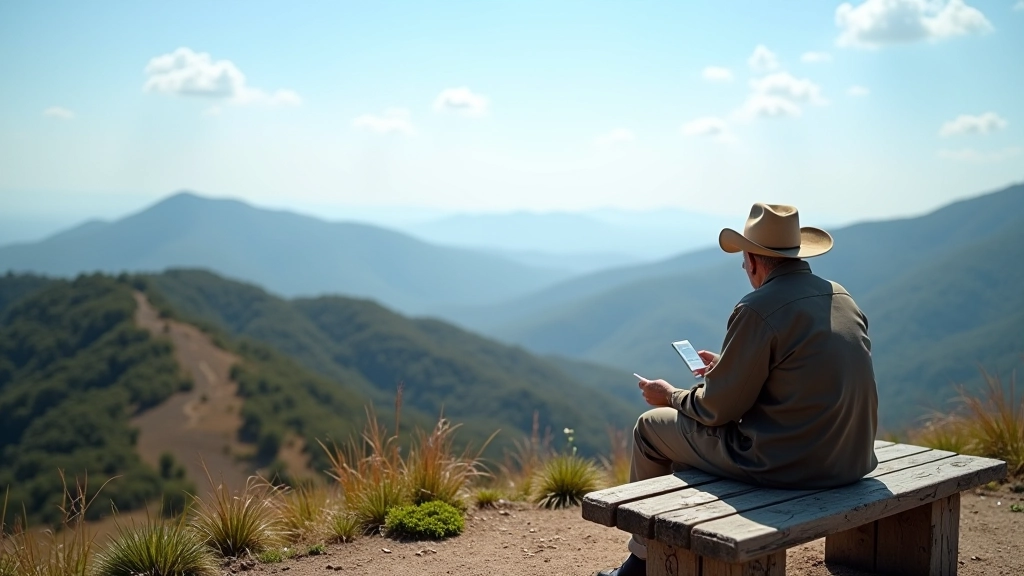 Guía especializado señalando puntos de interés en el paisaje