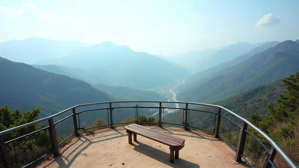 Mirador principal de Cerro de Punta con barandas de seguridad y vista panorámica de la región montañosa de Jayuya