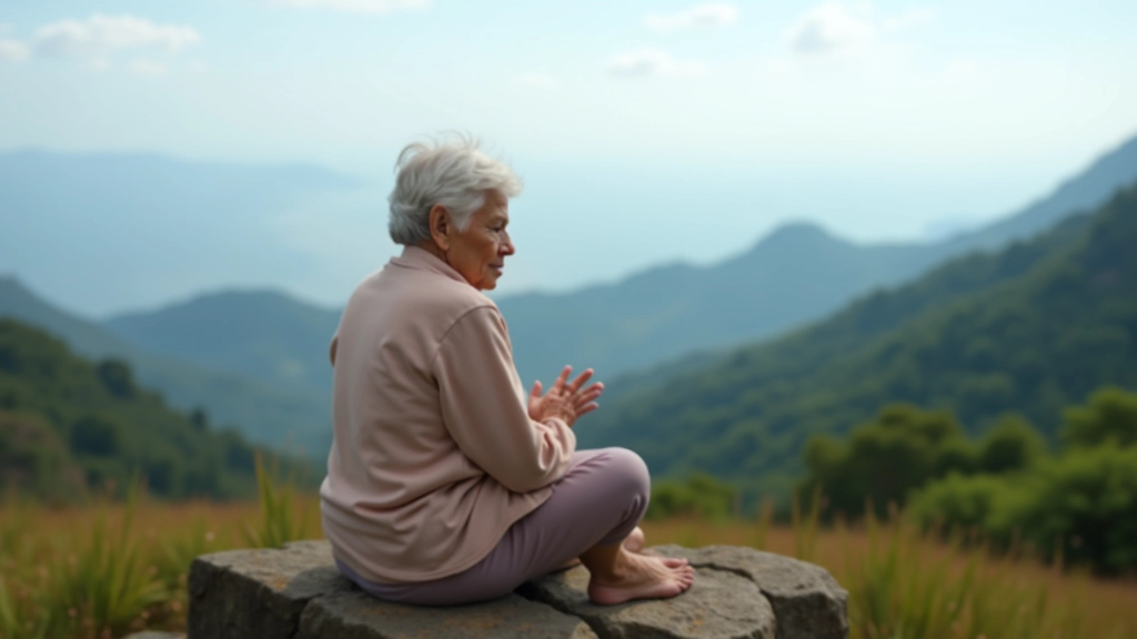 Sesión de meditación al aire libre en la montaña